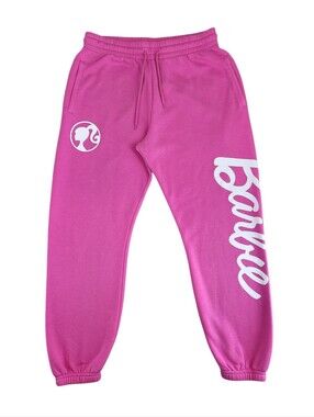 Barbie Official Pink Sweatpant Jogger Graphic Logo Y2K Loungewear Women's Size L